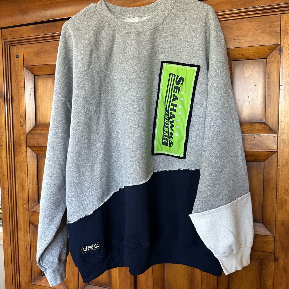 Seattle Seahawks Gray and Navy Crewneck Sweater